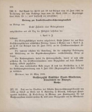 27. Ministerial-Bekanntmachung, betreffend Wechsel in der Hauptagentur des Lübecker Feuerversicherungs-Vereins von 1826 zu Lübeck