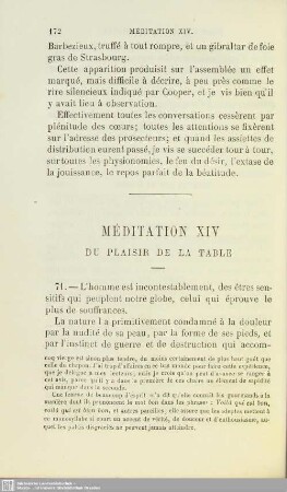XIV. Du plaisir de la table