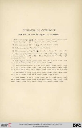 Divisons du catalogue
