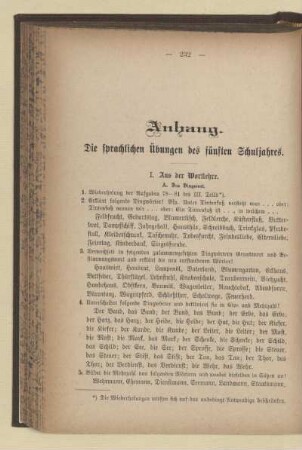 Anhang. Die sprachlichen Übungen des fünften Schuljahres