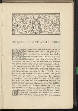 Ausgang des Mittelalters. Dante.
