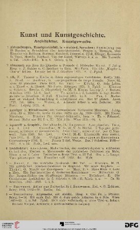 Kunst und Kunstgeschichte. Architektur. Kunstgewerbe (Nr. 1-403)