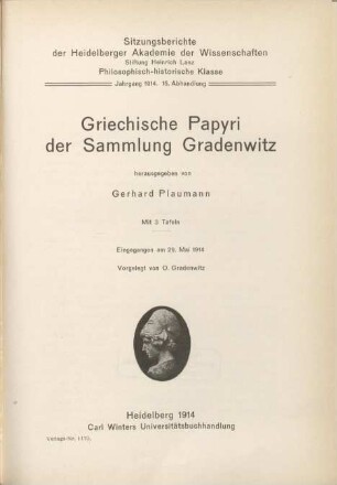 Griechische Papyri der Sammlung Gradenwitz