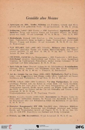 Gemälde alter Meister (Nr. 1 - 78)