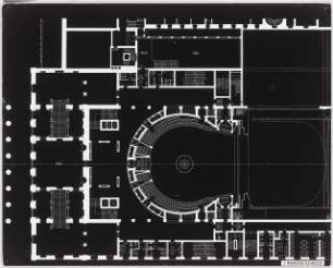Nationaltheater, München: Grundriss Ranggeschoss (Ausstellungstafel der »Prague Quadrennial of the Theatre Design and Architecture« 1967)