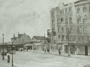 Berliner Straßenecke (mit S-Bahnhof)