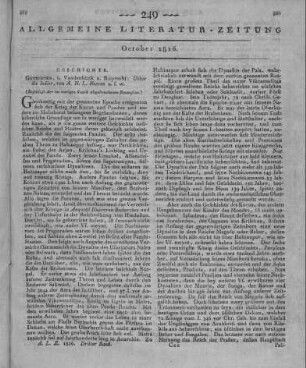 Heeren, A. H. L.: Über die Indier. Göttingen: Vandenhoeck & Ruprecht 1815 (Beschluss der im vorigen Stück abgebrochenen Recension)