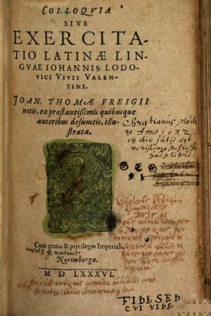 Colloquia, sive exercitatio latinae linguae Johannis Lodovici Vivis Valentini