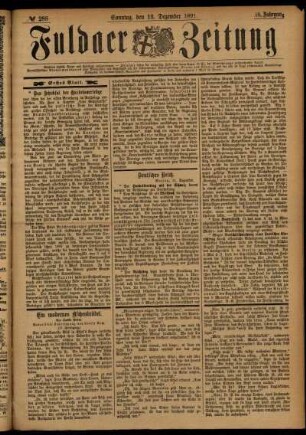 Erste Ausgabe vom Sonntag, den 13. Dezember 1891.