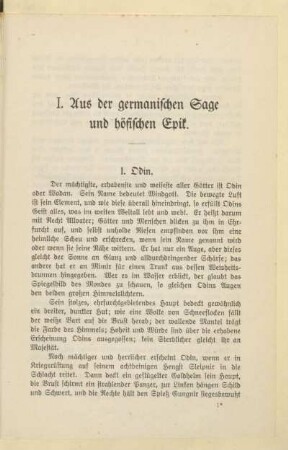 I. Aus der germanischen Sage und höfischen Epik