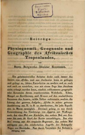 Neues Jahrbuch für Mineralogie, Geognosie, Geologie und Petrefaktenkunde, 1840