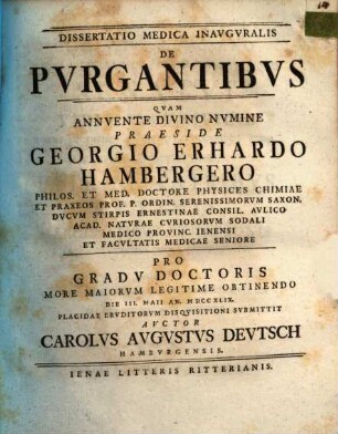 Dissertatio Medica Inavgvralis De Pvrgantibvs