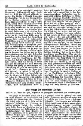 Zur Frage der weiblichen Polizei