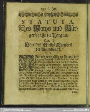 Statuta, Des Raths und Bürgerschafft zu Torgau