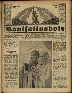 Erste Ausgabe vom Sonntag, den 26. Juni 1932.