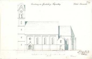 Klumpp, Karl F. A.; Bayerdilling; Pfarrkirche, Erweiterung - Südseite (Aufriss)