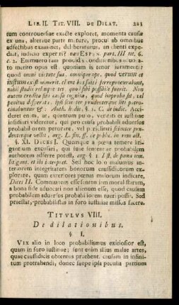 Titulus VIII. De dilationibus.