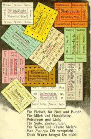 Postkarte zur Lebensmittelversorgung im Ersten Weltkrieg