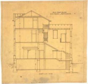 Billing, Hermann; Karlsruhe, Moltkestr.47 / Beethovenstr.; Villa Billing - Schnitt