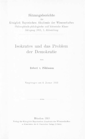Isokrates und das Problem der Demokratie