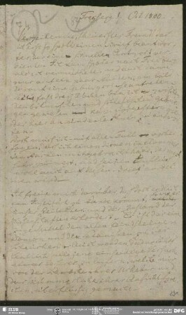 Eigenh. Brief von Henrik Steffens an August Wilhelm von Schlegel, Freiberg, 01.10.1800