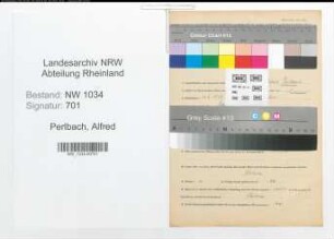 Entnazifizierung Alfred Perlbach , geb. 16.02.1908 (Stabsfeldwebel)