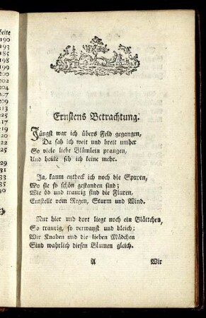 Ernstens Betrachtung. - An einen Schornsteinfeger Jungen.