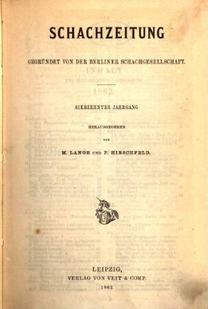 Schachzeitung. 17. 1862