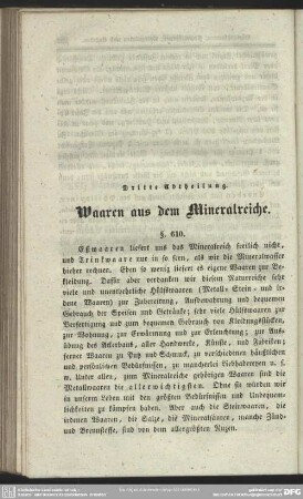 Dritte Abtheilung. Waaren aus dem Mineralreiche