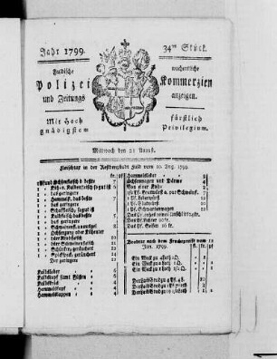 34tes Stück, Ausgabe vom 21. August 1799