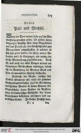 Ueber Pari und Wechsel