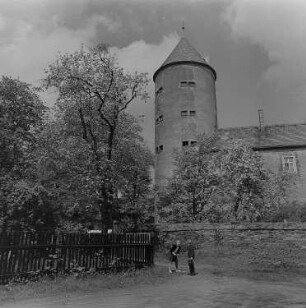 Freiberg. Blick zum Eckturm vom Schloss Freudenstein