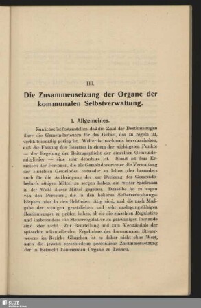 III. Die Zusammensetzung der Organe der kommunalen Selbstverwaltung