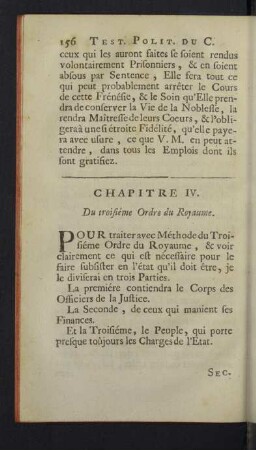 Chapitre IV. Du troisiéme Ordre du Royaume.