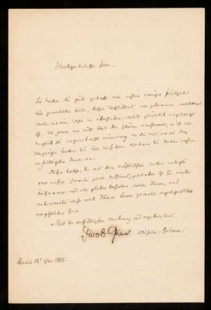 Brief von Jacob Grimm und Wilhelm Grimm an Elisabeth Maria Anna Jerichau-Baumann