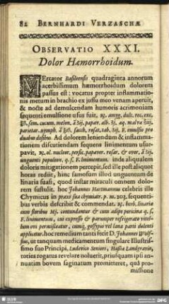 Observatio XXXI. Dolor Haemorrhoidum