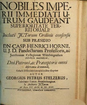 Nobiles Imperii immediati, utrum gaudeant superioritate territoriali?