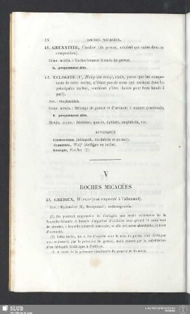 V. Roches micacées