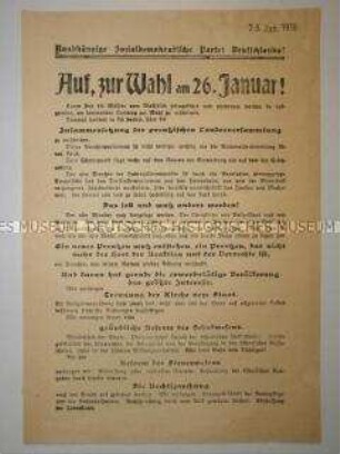 Propagandaflugblatt der USPD zur preußischen Landtagswahl 1919
