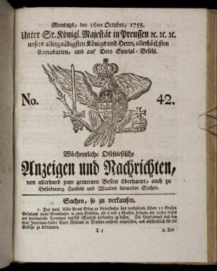 No. 42. Montags, den 16ten October, 1758.