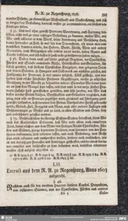 LII. Extract aus dem R. A. zu Regenspurg, Anno 1603 aufgericht