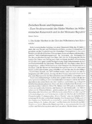 Zwischen Boom und Depression : Zum Strukturwandel der Kieler Werften im Wilhelminischen Kaiserreich und in der Weimarer Republik