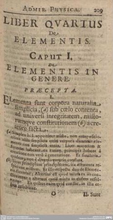 Caput I. De Elementis in Genere.