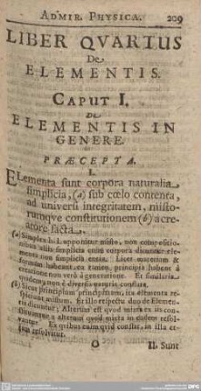 Caput I. De Elementis in Genere.