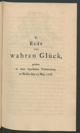 V. Rede vom wahren Glück, ...