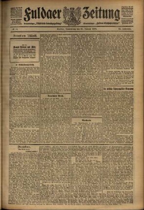 Zweite Ausgabe vom Donnerstag, den 30. Januar 1908.