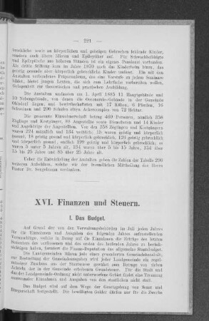XVI. Finanzen und Steuern.