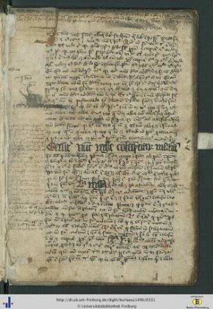 Eingeklebte Handschriftenseite