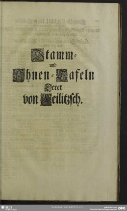 Stamm- und Ahnen-Tafeln Derer von Feilitzsch