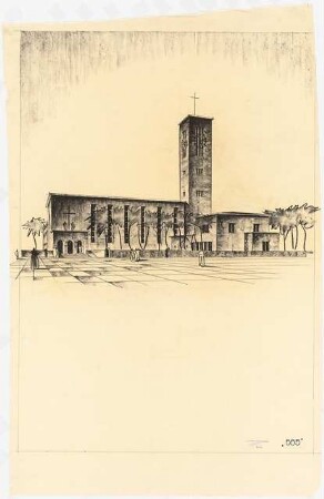 Kirche, Berlin-Zehlendorf Projekt I: Perspektivische Seitenansicht
